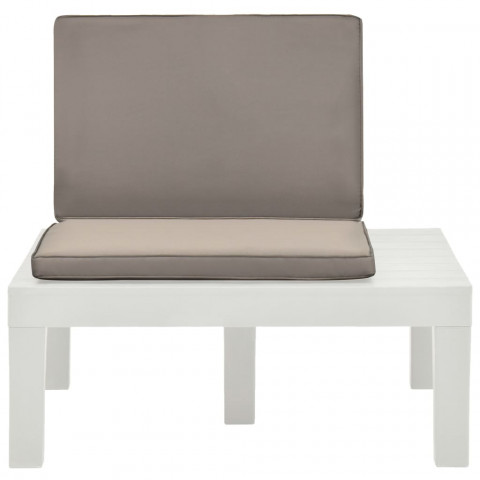 Chaise de salon de jardin avec coussin plastique blanc