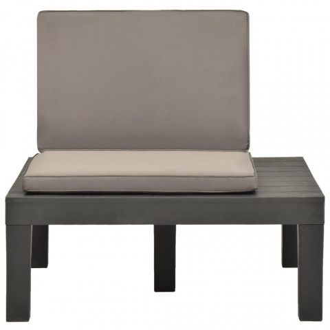 Chaise de salon de jardin avec coussin plastique anthracite