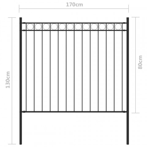 Clôture de jardin acier 1,7x0,8 m noir