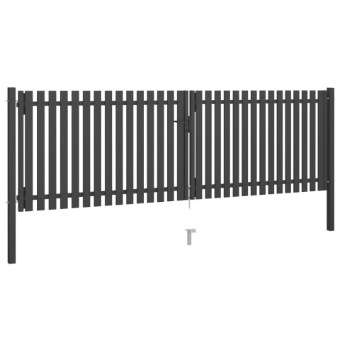 Portail de clôture de jardin acier 4x1,5 m anthracite