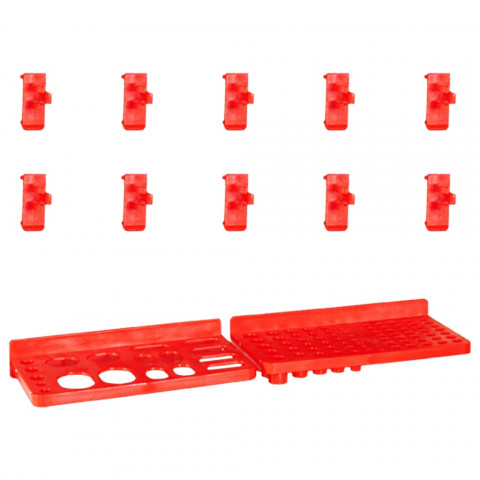 Kit de bacs de stockage et panneaux muraux 29 pcs rouge et noir