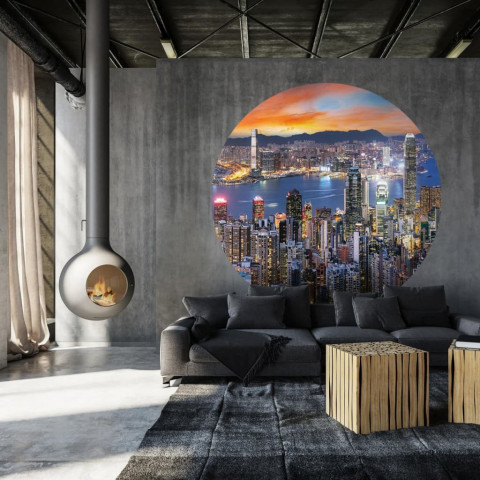 Papier peint cercle skyline by night 190 cm