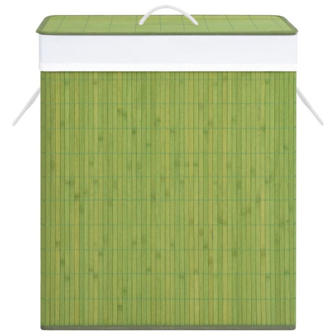  Panier à linge avec une seule section bambou vert 83 L