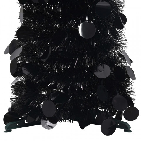 Sapin de Noël artificiel escamotable Noir 180 cm PET