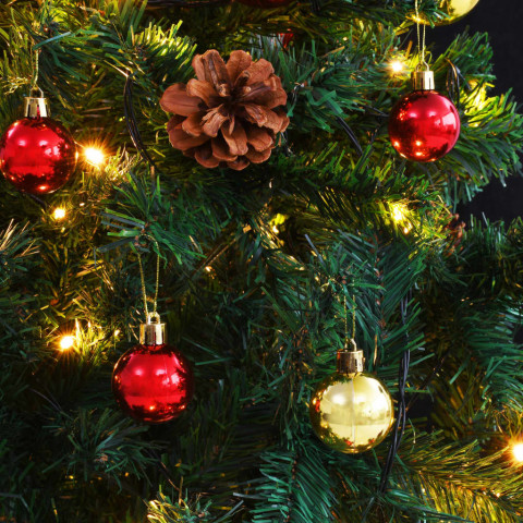 Arbre de noël artificiel avec boules et led vert 150 cm