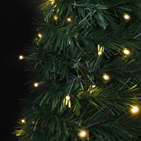  Sapin de Noël artificiel avec guirlandes et LED vert 210 cm