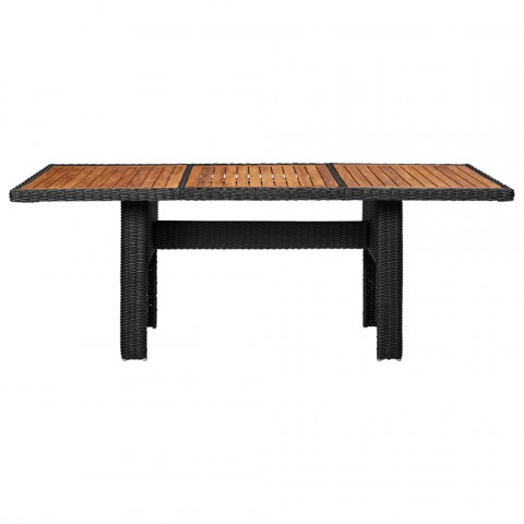 Table à dîner de jardin noir 200x100x74 cm résine tressée