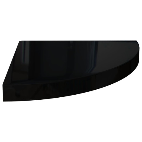 Étagères d'angle flottantes 2 pcs noir brillant 35x35x3,8cm mdf