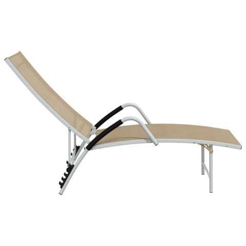 Transat chaise longue bain de soleil d'extérieur textilène et aluminium - Couleur au choix