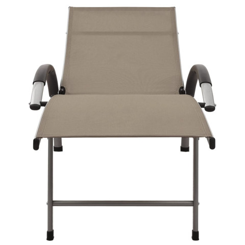 Chaise longue textilène et aluminium taupe