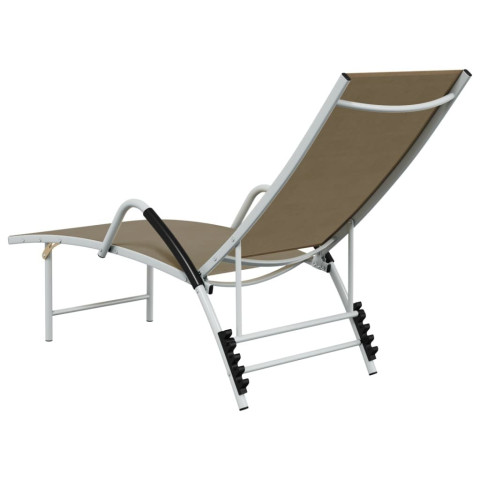 Transat chaise longue bain de soleil d'extérieur textilène et aluminium - Couleur au choix