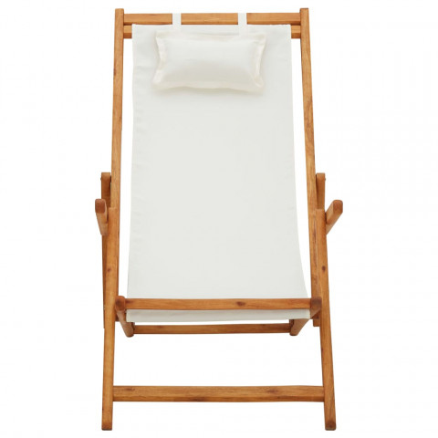 Chaise pliable de plage bois d'eucalyptus solide et tissu - Couleur au choix
