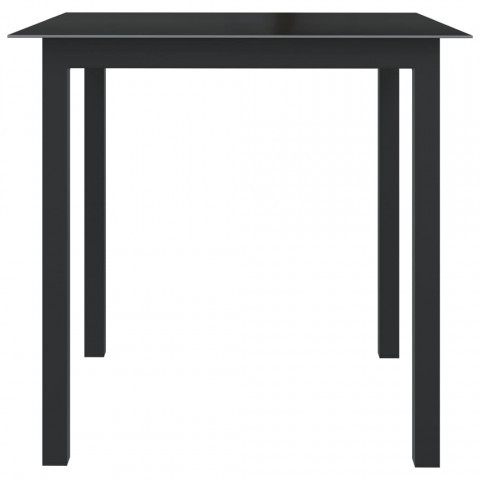 Table de jardin noir 80x80x74 cm aluminium et verre