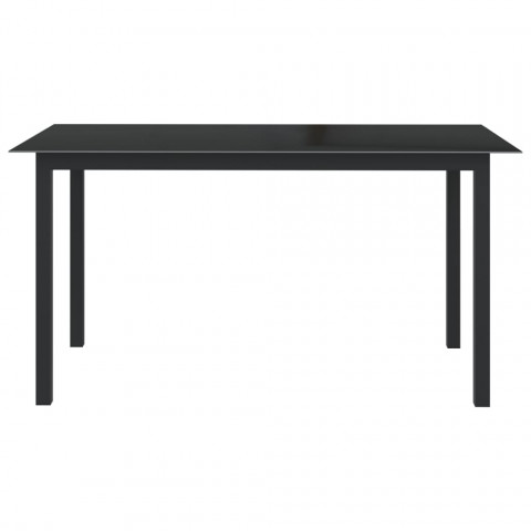 Table de jardin noir 150x90x74 cm aluminium et verre