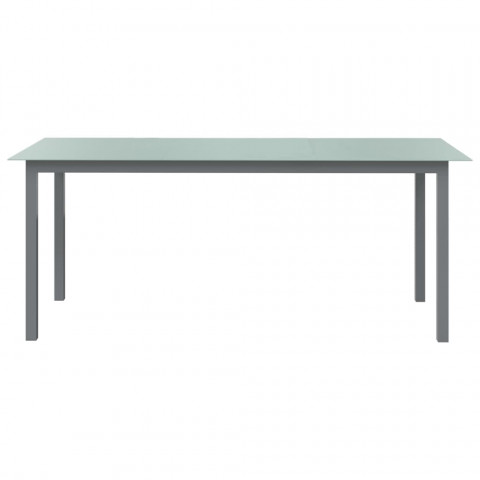 Table de jardin gris clair 190x90x74 cm aluminium et verre