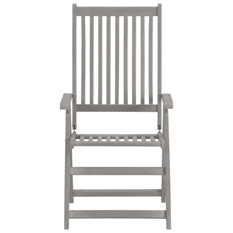 Chaises inclinables de jardin 3 pcs gris bois solide d'acacia