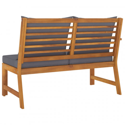 Banc de jardin 114,5 cm avec coussin gris foncé bois d'acacia