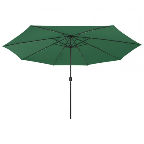 Parasol d'extérieur avec led et mât en métal 400 cm vert