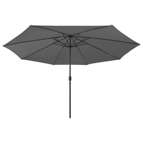 Parasol mobilier de jardin d'e x térieur avec led et mât en métal 400 cm anthracite helloshop26 02_0008179