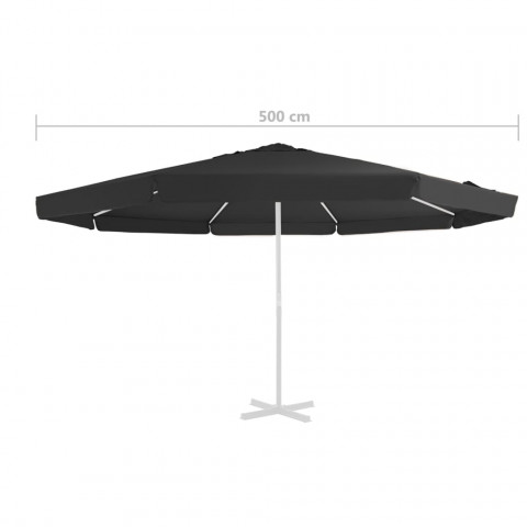 Tissu de remplacement pour parasol d'extérieur noir 500 cm