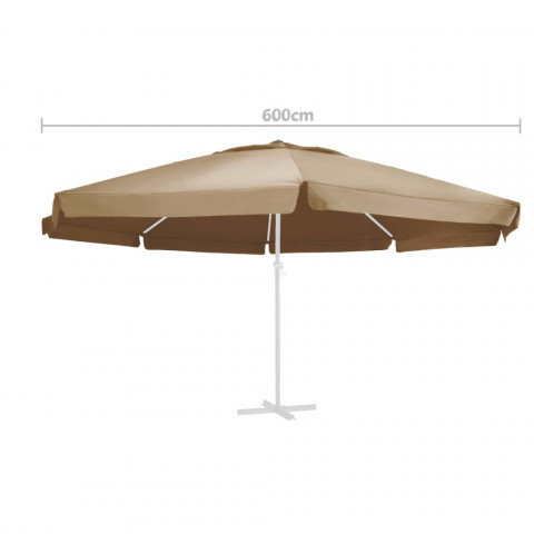 Tissu de remplacement pour parasol d'extérieur taupe 600 cm