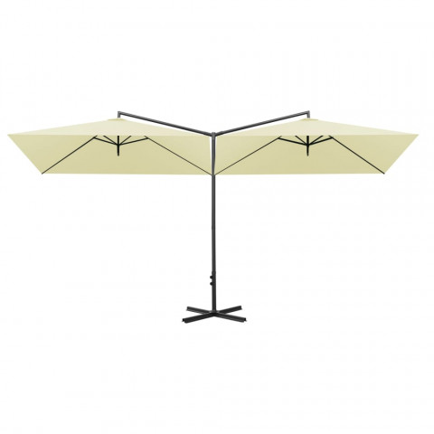 Parasol double avec mât en acier sable 600x300 cm