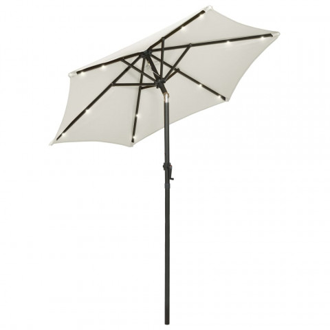 Parasol avec lumières led sable 200x211 cm aluminium