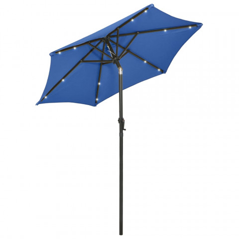 Parasol avec lumières led bleu azuré 200x211 cm aluminium