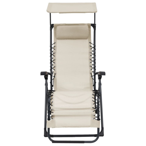Lot de deux chaises pliables de terrasse textilène crème helloshop26 02_0011984