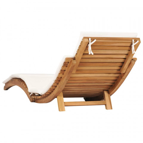 Chaise longue pliable avec coussin bois de teck - Couleur au choix