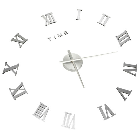 Horloge murale 3d design moderne argenté 100 cm xxl