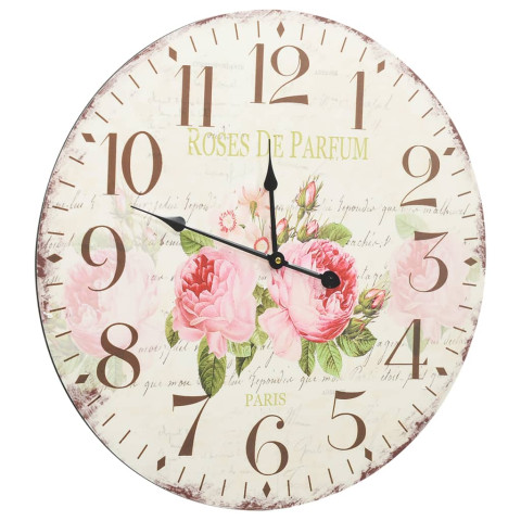 Horloge murale vintage fleur 60 cm