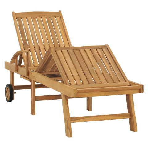 Transat chaise longue bain de soleil lit de jardin terrasse meuble d'extérieur bois de teck solide helloshop26 02_0012713
