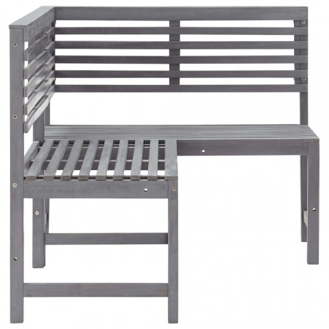 Banc d'angle de jardin gris 140 cm bois solide d'acacia