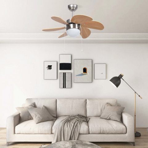 Ventilateur de plafond avec lampe 76 cm - Couleur au choix