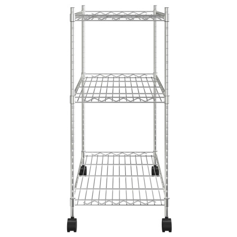 Étagère de stockage 3 niveaux et roues 60 x 35 x 81cm chrome 150 kg helloshop26 02_0000658