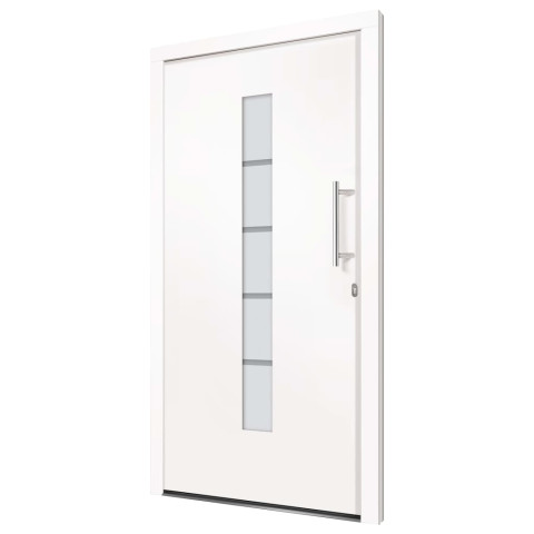 Porte d'entrée aluminium et pvc blanc 100x200 cm