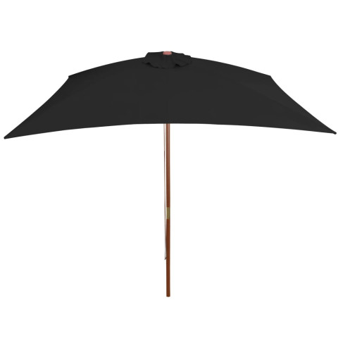 Parasol d'extérieur avec mât en bois noir 200x300 cm