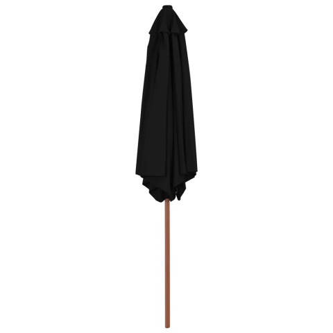 Parasol d'extérieur avec mât en bois 270 cm noir helloshop26 02_0008259