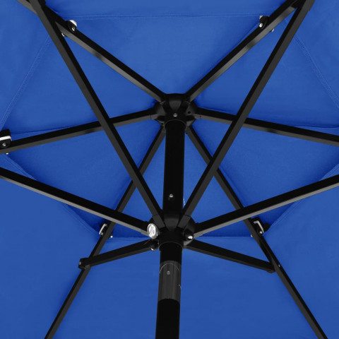 Parasol à 3 niveaux avec mât en aluminium bleu azuré 2,5 m