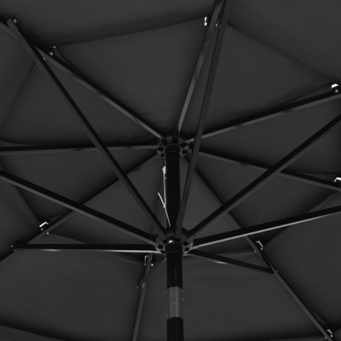 Parasol à 3 niveaux avec mât en aluminium anthracite 3 m