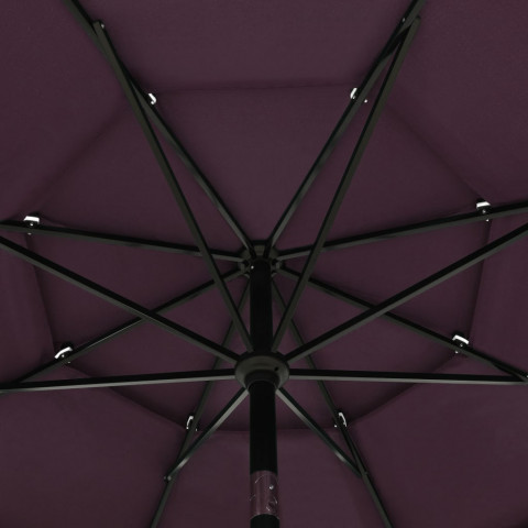 Parasol à 3 niveaux avec mât en aluminium bordeaux 3,5 m