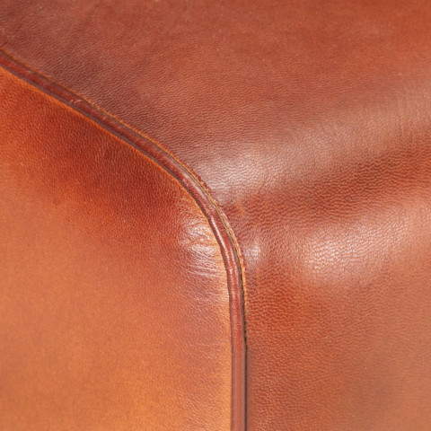 Banc 38 cm marron cuir véritable