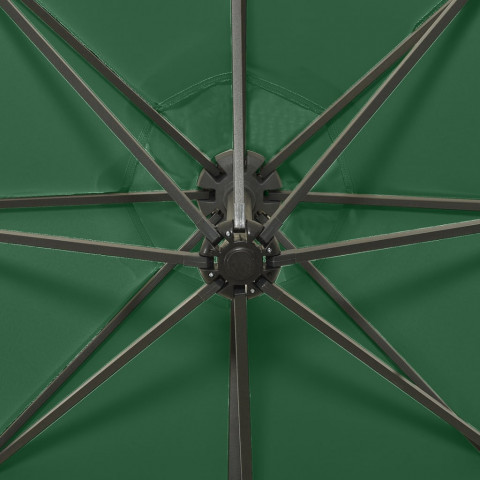  Parasol déporté avec mât et lumières LED Vert 300 cm
