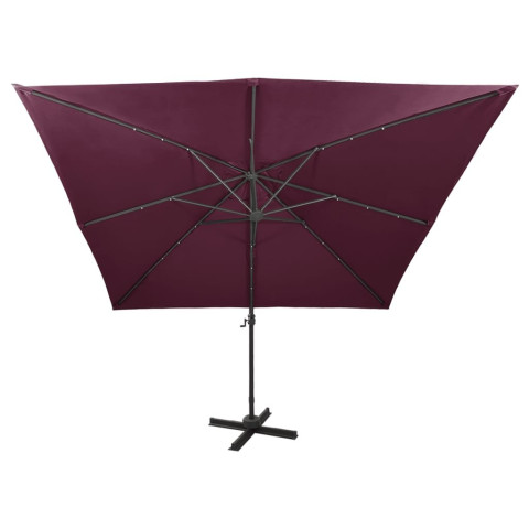 Parasol déporté avec mât et lumières led 300 cm - Couleur au choix