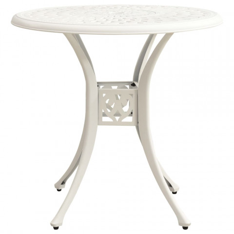 Table de jardin blanc 78x78x72 cm aluminium coulé