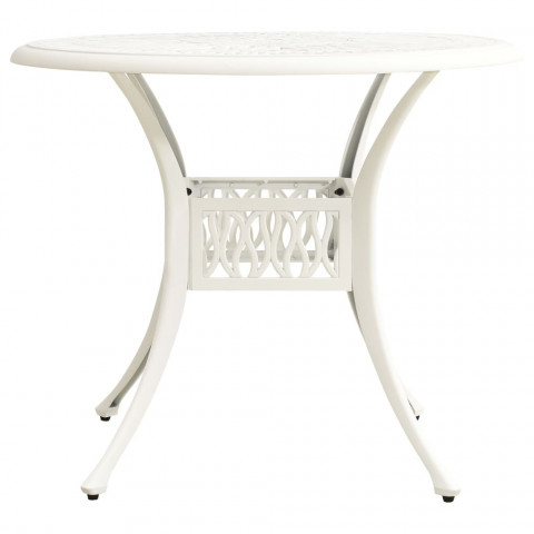 Table de jardin blanc 90x90x74 cm aluminium coulé