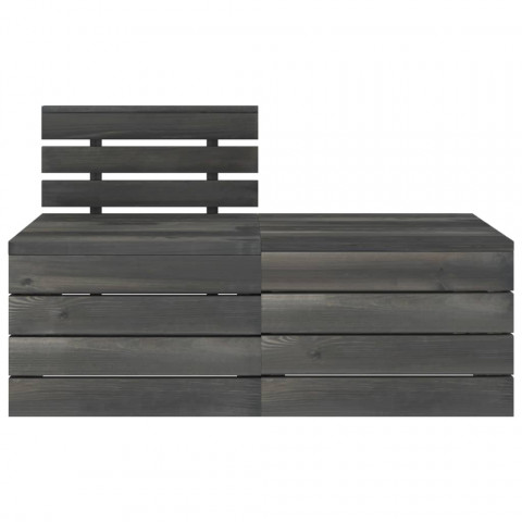 Salon de jardin palette 2 pcs bois de pin massif gris foncé