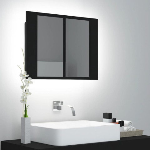 Armoire à miroir de salle de bain led 60 x 12 x 45 acrylique noir 