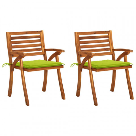 Chaises à dîner de jardin avec coussins 2 pcs acacia massif - Couleur au choix